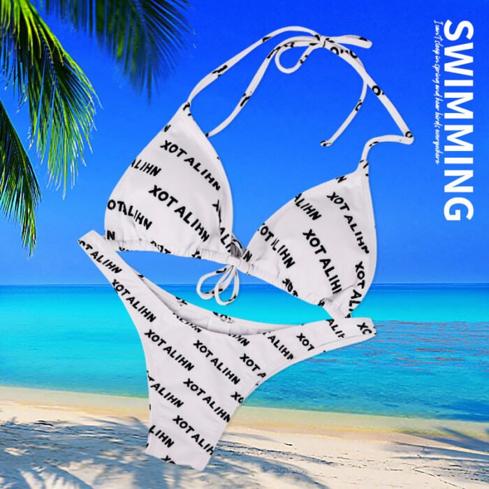 Women Set Custom Girl Swimwear Swimsuit Triangle Letter Printing Swim Wear Sexy Bikini - Image 2