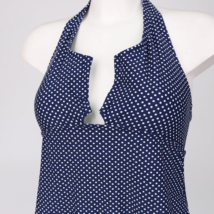 Wholesales Women Summer Customize Classic Blue Dot Printing Swimwear Elastic Sport Ladies Swim Wear One Piece Maternity Swimsui - Image 6