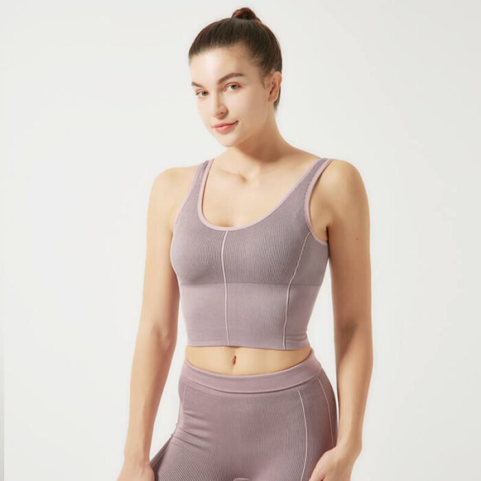 Women Seamless Sports Wear Set Fitness Wear Workout Yoga Chest Pad Bra and Legging - Image 3