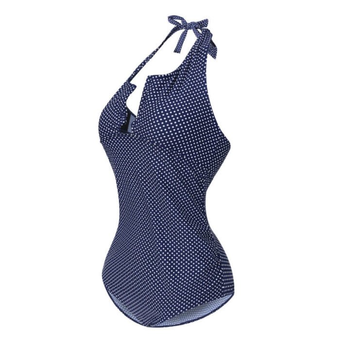 Wholesales Women Summer Customize Classic Blue Dot Printing Swimwear Elastic Sport Ladies Swim Wear One Piece Maternity Swimsui - Image 3