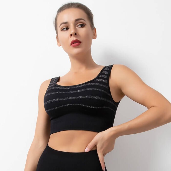 New fashion nylon spandex mesh sports bra women workout clothing seamless fitness vest - Image 2
