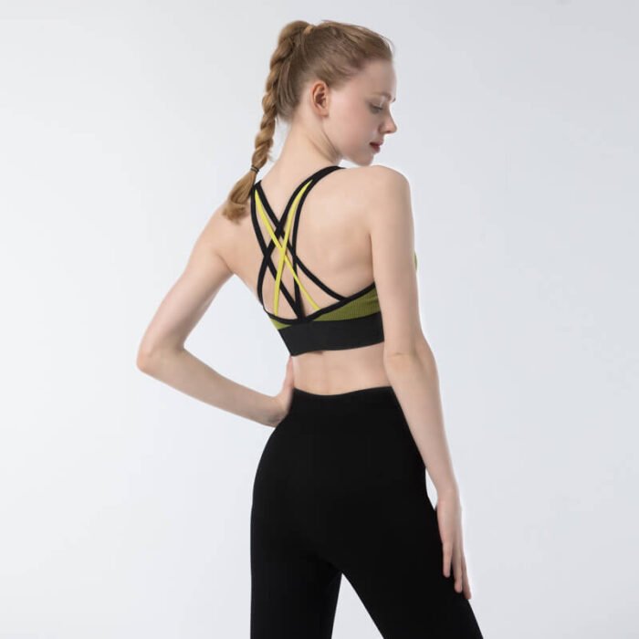 New fashion nylon spandex Women Workout Fitness Active wear Letter Print Beauty Back Sports Bra - Image 8