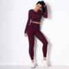 New Trendy Women Seamless Camouflage Fitness Yoga Wear High Waist Tummy Control Working out Legging and Long Sleeve Shirt - Image 7