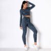 New Trendy Women Seamless Camouflage Fitness Yoga Wear High Waist Tummy Control Working out Legging and Long Sleeve Shirt - Image 5