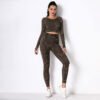 New Trendy Women Seamless Camouflage Fitness Yoga Wear High Waist Tummy Control Working out Legging and Long Sleeve Shirt - Image 4