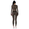 New Trendy Women Seamless Camouflage Fitness Yoga Wear High Waist Tummy Control Working out Legging and Long Sleeve Shirt