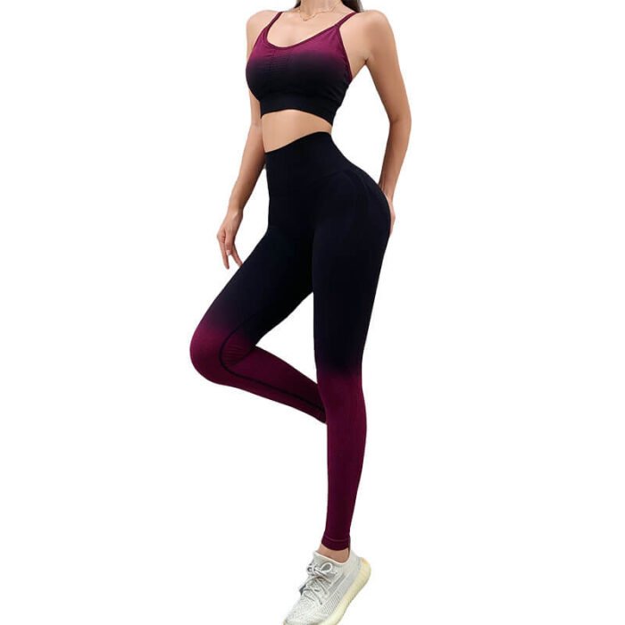 New Women Gym Clothes Amazon Hot Sellers Seamless Color Change Fitness Wear 3 Pieces Yoga bra,Sports Top and Leggings