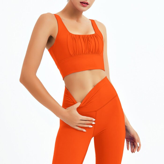 New Sexy Women Sportswear High Stretch Ripple Sports Bra and Yoga pants 2 Pieces Fitness Sets - Image 8