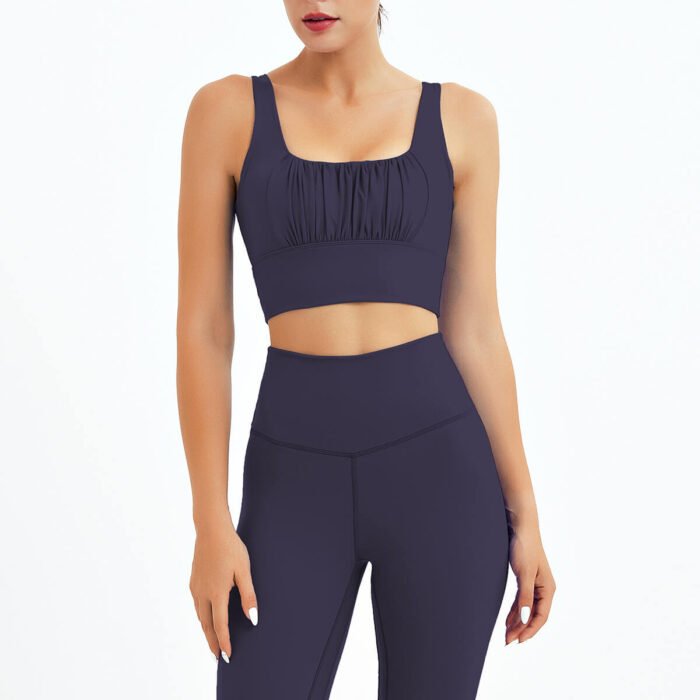 New Sexy Women Sportswear High Stretch Ripple Sports Bra and Yoga pants 2 Pieces Fitness Sets - Image 6