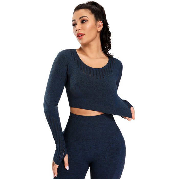 Hollow Out design Seamless Yoga Set Breathable Crop Top and High Waist Leggings - Image 6